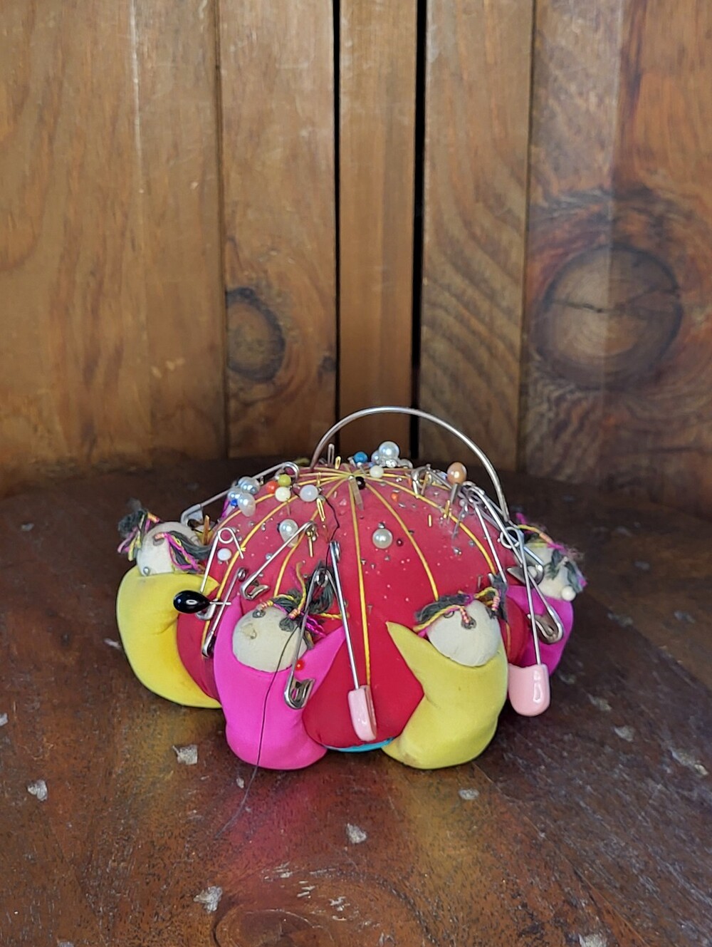 Colorful Bird Pin Cushion with Assorted Pins - Picture 4 of 9